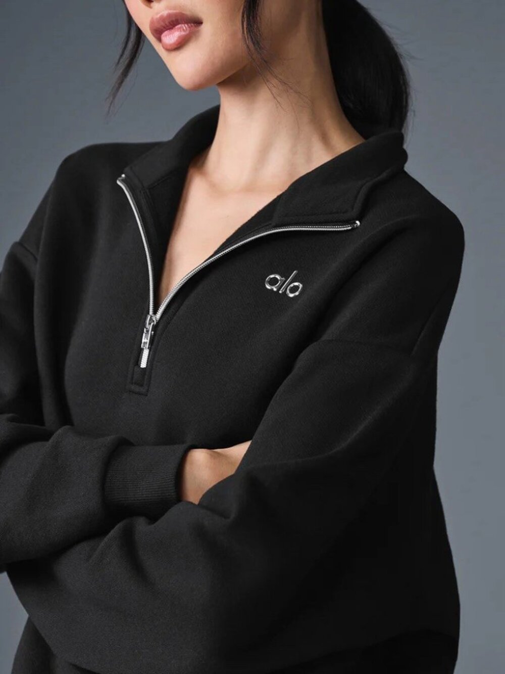 ALO Accolade Quarter-Zip Pullover Black Size XS-Medium NWT